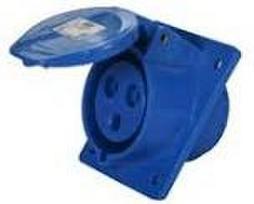 CEE-flanged socket 3x16A (2P+PE) 6h IP44/54 blue, 80x97, sloped 413-6f8 | 9003399127724