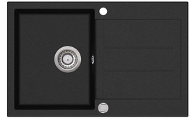 Plautuvė Aquasanita Tesa SQT101AW 601 Black - Metallic, su ekscentriniu ventiliu