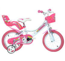 Vaikiškas dviratis Dino Bikes 144R-UN, baltas/rožinis, 14"