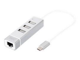 Digitus | USB Type-C 3-Port Hub + Fast Ethernet LAN Adapter | DA-70253