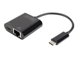 Digitus | USB-Type-C Gigabit Ethernet Adapter + PD with power delivery function | DN-3027 | Black | USB-C port to a Gigabit network connection