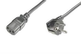 Digitus | Power Cord Cable | Power Cord, Schuko (CEE 7/7 ) 90ø angled - C13 M/F, H05VV-F3G 0.75qmm | Black