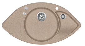 Kampinė virtuvės plautuvė AQUASANITA PAPILLON SCP151AW, 110 Beige -Sand, ekscentrinis ventilis
