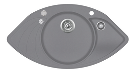 Kampinė virtuvės plautuvė AQUASANITA PAPILLON SCP151AW, 202 Alumetallic - Cold grey, ekscentrinis ventilis