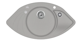 Kampinė virtuvės plautuvė AQUASANITA PAPILLON SCP151AW, 220 Argent - Warm concrete, ekscentrinis ventilis