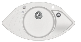 Kampinė virtuvės plautuvė AQUASANITA PAPILLON SCP151AW, 710 Alba, ekscentrinis ventilis