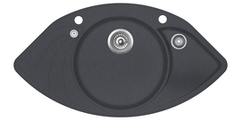 Kampinė virtuvės plautuvė AQUASANITA PAPILLON SCP151AW, 222 Graphite, ekscentrinis ventilis
