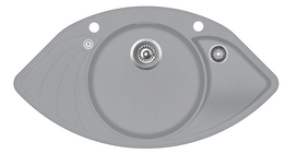 Kampinė virtuvės plautuvė AQUASANITA PAPILLON SCP151AW, 221 Light grey, ekscentrinis ventilis