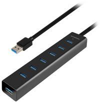 AXAGON HUE-SA7BP 7-Port USB 3.0 Aluminum Charging Hub with AC Adapter, Black