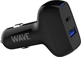 Wave Car charger, 1 x USB Type-C + 1 x USB-A 18W+18W, Black (-PWR-CC-AC-18W-BK)