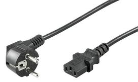 MicroConnect Power Cord 1m Black IEC320 Angled Schuko to C13