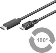 MicroConnect USB-C to USB2.0 Micro B 1M Black, for synching and