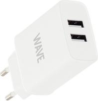 Wave AC charger adapter with 2 x USB ports, 3.1 A, white (-VL3)