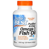 Doctor's Best Purified & Clear Omega 3 Fish Oil with Goldenomega 1000 mg 120 softgels
