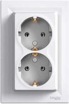 Socket outlet, 2-gang, with side grounding, 16A, white, Asfora EPH9900121 | 3606480527753