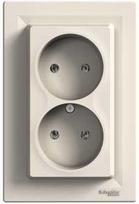 Socket outlet, 2-gang, with frame, 16A, cream, Asfora EPH9700123 | 3606480527623