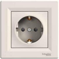 Socket outlet, 1-gang, with frame, with side earthing, 16A, cream, Asfora EPH2900223 | 3606480526114