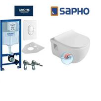 Potinkinis wc rėmas Grohe Rapid SL 4in1 ir Sapho BRILLA Rimless klozetas su SLIM dangčiu 38722001+Felder tarpinė+100614+1703-458