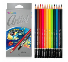 Spalvoti  akvareliniai pieštukai Colorino Artist 12 spalvų ir teptukas