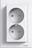 Socket outlet, 2-gang, with frame, 16A, white, Asfora EPH9700121 | 3606480527616