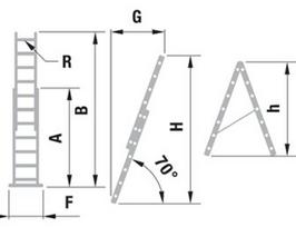 Kopėčios aliuminės, universalios, dvipusės, ištraukiamos, 2 dalių EUROSTYL | 2x9 pakopų 258-427cm