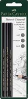 Medžio anglies pieštukų rinkinys Faber-Castell PITT, S, M, H, 3vnt