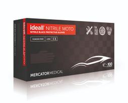 Vienkartinės nitrilinės pirštinės Mercator Ideall MOTO Juodos storos
