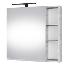 Pakabinama spintelė su veidrodžiu Riva SV 70-6 Concrete, LED šviestuvas juodas