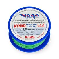 Vega Tronik Montavimo laidas Kynar sidabruotas varis - 0.25 mm/AWG 30 - žalias - 50 m