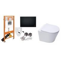 Potinkinis WERIT JOMO Exclusive 2 rėmas su juodos matinės spalvos mygtuku ir WC SAT Infinitio Compact Rimless komplektas