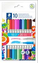 Flomasteriai STAEDTLER, dvipusiai, dvispalviai, 10 vnt.