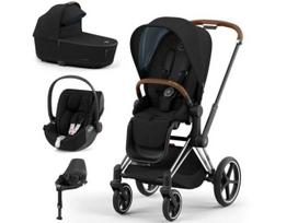Universalus vežimėlis Cybex Priam V4 Deep Black 4in1 Chrome Brown