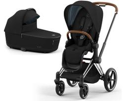 Universalus vežimėlis Cybex Priam V4 Deep Black 3in1 Chrome Brown