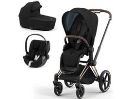 Universalus vežimėlis Cybex Priam V4 Deep Black 3in1 Rose Gold