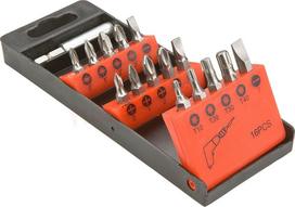 Antgaliai atsuktuvui su laikikliu Top tools | (-) 5, 6, 7 mm, T10, T20, T30, T40, PH0, PH1, PH2, PH3, PZ0, PZ1 , PZ2, PZ3, 16vnt