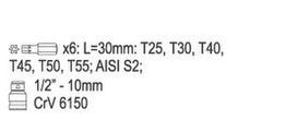 Antgalių rinkinys 7vnt, TORX Tamperproof Yato | TT25, TT30, TT40, TT45, TT50, TT55