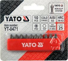 Antgalių rinkinys 10vnt, PZ Yato | PZ1 1/4" 25mm