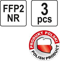 Respiratorius-kaukė su vožtuvu FFP2/KZ CE Yato | 3 vnt