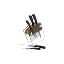 Peilių rinkinys Vinzer Crystal VNZ89113/VNZ50113, 6 vnt. su permatomu stovu