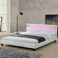 Šiuolaikiška minkšta lova „PARIS LED" : Dydis - 180x200, Spalva - Balta