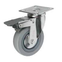 Vežimėlio ratukas, Ø100 mm, su stabdžiu, 70 kg