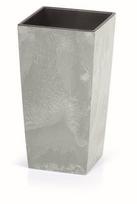 Lauko plastikinis vazonas URBI SQUARE BETON, su įdėklu, pilkos sp., 27 x 27 x 50 cm