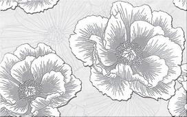 Keraminės sienų plytelės FERRATA GREY INSERTO FLOWER, 25 x 40 cm