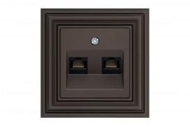 Komp. lizdas RJ45 x 2, Liregus RETRO, ruda/matinė sp.