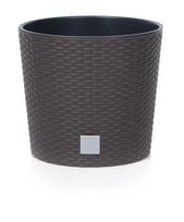 Lauko plastikinis vazonas RATO ROUND, su įdėklu, rudos sp., 25 x 25 x 22 cm