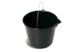 Plastikinis kibiras, su piltuvėliu, su rankena, juodos sp., 20 l