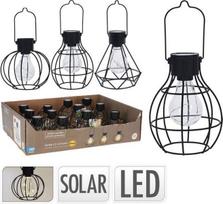 Pakabinamas LED lauko žibintas, įkraunamas saulės energija, 3 dizainų, juodos sp., h 14-16 cm