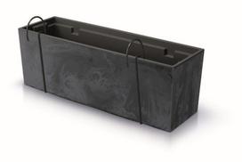 Plastikinis vazonas URBI CASE BETON EFFECT W, su įdėklu, tamsiai pilkos sp., 58 x 18 x 20 cm
