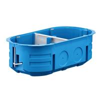 Dvivietė instaliacinė dėžutė į gipso kartoną 139x68x45mm, 960 °C, IP20, mėlynos sp.