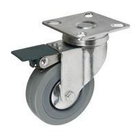 Vežimėlio ratukas, Ø75 mm, su stabdžiu, 60 kg